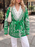 Saodimallsu Womens Fall Tassel Shawl Collar Cardigan Paisley Wrap Sweaters - Image 2