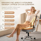 Coverado Lumbar Support Pillow and Seat Cushions for Office Chairs, Memory Foam Orthopedic Coccyx Cushion for Tailbone Pain Cushion Pillow & Back Pain Pressure Relief Seat Cushion Coffee&Beige - Image 3