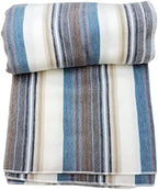 DAVLINA, Alpaca Wool Throw Blanket | Super Soft, Lightweight, Breathable and Hypoallergenic | Non-Itchy or Scratchy (Blue White Varicolored, Striped) - Image 3