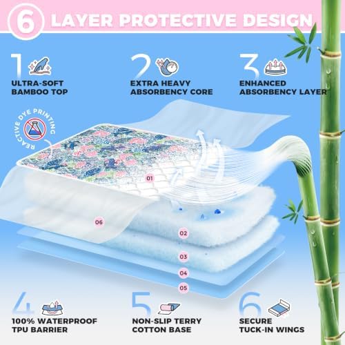 Crib Mattress Protector Viscose from Bamboo 3 Pack, 100% Waterproof Absorbent Crib Mattress Pad Cover for Baby & Toddler, Machine Washable Quilted Toddler Mattress Protector, 52''x28'' - Image 3