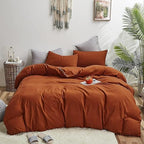 Luxlovery Burnt Orange Comforter California King Rust Bedding Comforter Set Cal King Size Rust Caramel Bedding Set Soft Breathable Blanket Quilts Reddish Brown Comforter Set for Women Men by Luxlovery