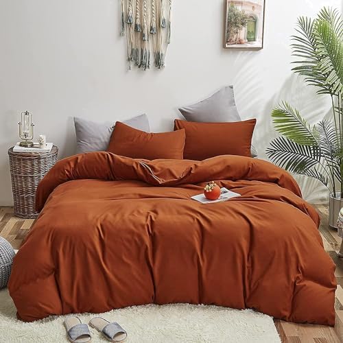Luxlovery Burnt Orange Comforter California King Rust Bedding Comforter Set Cal King Size Rust Caramel Bedding Set Soft Breathable Blanket Quilts Reddish Brown Comforter Set for Women Men by Luxlovery