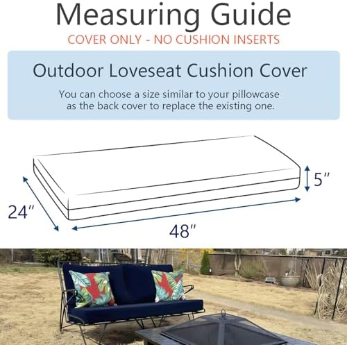 FLYMEI Patio Cushion Covers 48x24x5, Beige, 1Packs - Image 2