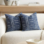 BlissBlush Decorative Throw Pillow Covers 20x20 Set of 2, Blue Soft Woven Chenille Accent Pillow Covers for Couch Sofa Bed, Textured Farmhouse Cushion Covers by BlissBlush