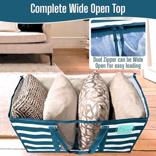 VENO Moving Bags, Wide Open Top, Clear Window, Classic Navy Stripe, 8 Pack - Image 3