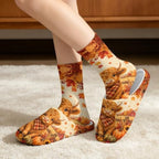 Jeiento Fuzzy Slippers and Sock Set Women's Warm Cozy Memory Foam House Shoes Soft Slip-on Slides - Image 2