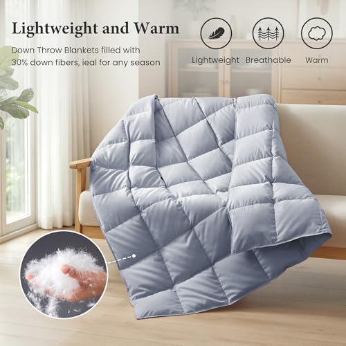Joysoul Down Throw Blankets, Lightweight Feather Down Throw for Indoor and Outdoor Duvet Insert, Camping, Travel, Couch, Soft Throw Medium Warm, Lazy Grey(50" x 70") - Image 2