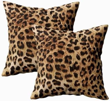 EMMTEEY Leopard Print Pillow Covers 26x26 Throw-Pillow-Cover Set of 2 by EMMTEEY