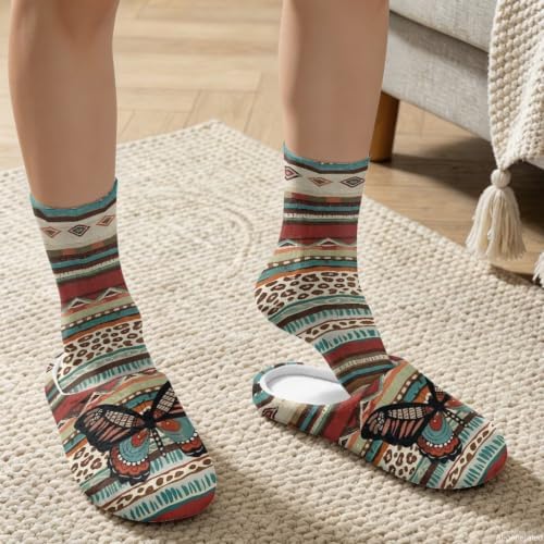 Womens Fuzzy Slipper with Socks Warm Cozy House Slipper and Socks Set Plush Winter Shoes for Indoor - Image 3