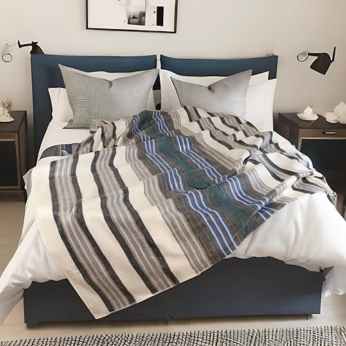 Alpaca Wool Throw Blanket | Warm, Ultra-Soft, 85" x 65" | Breathable, Non-Itchy Blanket-Throw | Hypoallergenic and Beautiful Fabric (Gray & Green) - Image 2