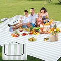 80" x 100" Extra Large Picnic Blankets, Green and White, Stripe by Hillsuren