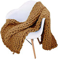 Chunky Knit Throw Blanket Chenille Yarn Soft Cozy Bulky Knitted Blanket for Sofa Bed Chair Large Hand Made Boho Home Decor Camel 40x80 by Unknown