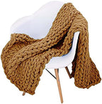 Chunky Knit Throw Blanket Chenille Yarn Soft Cozy Bulky Knitted Blanket for Sofa Bed Chair Large Hand Made Boho Home Decor Camel 40x80 by Unknown