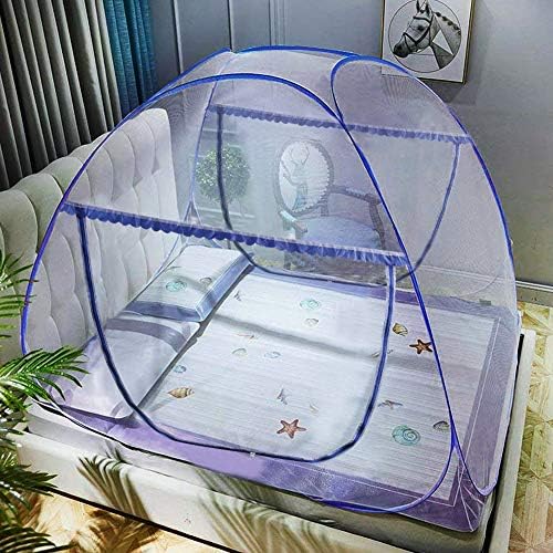 Portable Pop-Up Mosquito Net Tent for Bed Baby Adults Trip, L79 x W71 x H59 inch Large Folding Mosquito Netting with Net Bottom, 2 Entries, Suit for Twin to King Size Bed by AMMER
