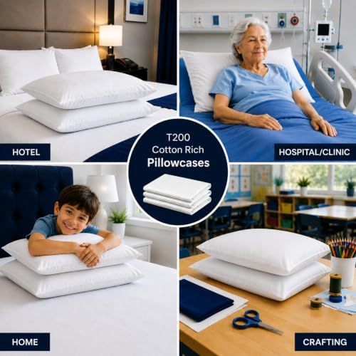 EcoLaire Pillow Covers - Pillowcases Standard Size, Pack of 120 - Cotton Rich T200 Polycotton - Bulk Pillows Cases - 20" x 30" (Fits 20"x 28" Pillows) for Home, Hotels, Hospitals, Rentals,Crafting - Image 6
