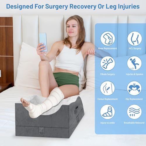 TranquilRelax Leg Elevation Pillow for After Surgery, Dark Grey & White - Image 5