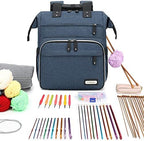 LTINVECK Crochet Backpack,Knitting Bag Backpack Yarn Storage Organizer Travel Bag,Large Yarn Tote Bag for Knitting Needles,Crochet Hooks Accessories,Blue - Image 2