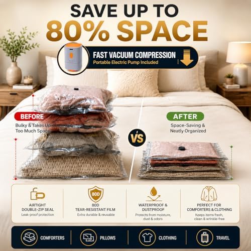 20 Pack Vacuum Storage Bags with Pump - Space Saver Bags - Image 2