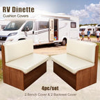 SearchI PU Leather RV Dinette Cushion Covers, Stretch Camper Cushion Slipcovers for Travel Trailer Couch RV Booth Seat, Replacement Camper Sofa Chair Protector(2 Backrest Cover & 2 Bench Cover, Cream) - Image 5
