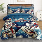 WeCozy Twin Comforter Set with Sheets, 5 Pieces Hockey Vintage Bedding - Image 2