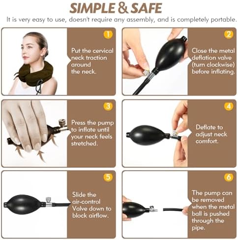 Jaximy Neck Stretcher, Cervical Traction Device, Neck Traction Device, Neck Pain Relief, Adjustable Inflatable Neck Brace & Neck Stretcher, Neck Decompression Home Use (Khaki Brown) - Image 7