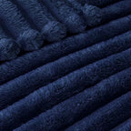 Exclusivo Mezcla Striped King Size Fleece Blanket for Bed, Navy Blue - Image 4