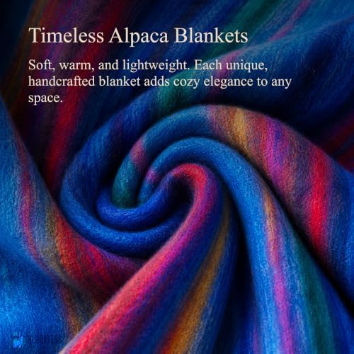 Alpaca Wool Blanket - Queen Size Bed Throw & Warm, Lightweight, Couch or Camp - Outdoor - 87 x 64 Inches (Blue & Purple) - Image 3