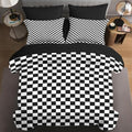 Comforter Set of 7, Soft, King Size, Black White Checkered by Nesphy