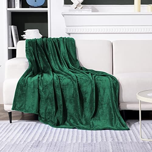 SOCHOW Flannel Fleece Blanket Queen Size, All Season Lightweight Super Soft Cozy Blanket for Bed or Couch, Green 90inch X90'' - Image 2