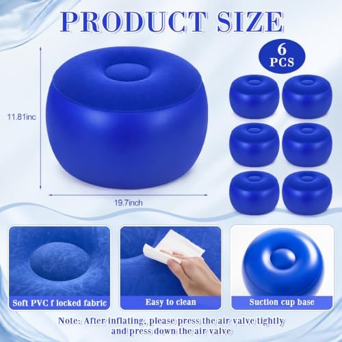 Novabright Inflatable Round Ottoman with Foot Pump Pouf, Navy Blue - Image 2