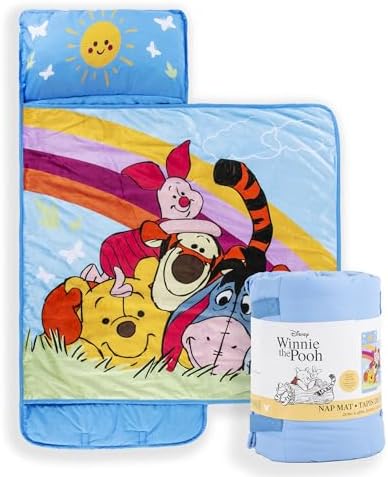 Jay Franco Kids Nap Mat with Embedded Pillow & Blanket – Soft 46"x20" Microfiber Sleeping Bag with Name Tag & Handle for School, Travel, Sleepover by JayFranco