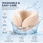 Travel Pillows for Sleeping, Memory Foam Travel Pillow, Firm Travel Pillow with 360° Neck Support, Ice Silk Cotton Cover, Adjustable Traveling Pillow with Carry Case, Beige - Image 5