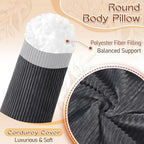 1 MIDDLE ONE Body Pillow for Adults, Long Bolster Pillow for Bed, Decorative Round Roll Hug Pillow with Corduroy Cover(Black, 35x7.87 Inch) - Image 3