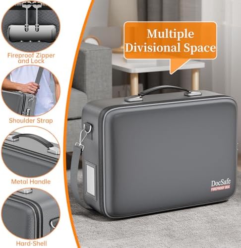 DocSafe Fireproof Document Box Hard Case with Lock ＆ Accordion File Folder - Image 4