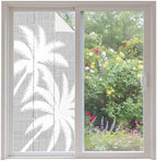Window Privacy Film Frosted, Gray Tropical Tree Non-Adhesive Static Cling Window Tint, Summer Coastal Palm Trees Insulated Windows Frosted Films for Living Room, 35.4 x 78.7 Inches by Unknown