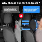 Quintor Genuine Leather Car Neck Pillow,Memory Foam Headrest Cushion, Ergonomic Cervical Support for Tesla Model 3/Y/X, Lexus, BMW- Breathable & All-Season Soft (2 PC) - Image 4