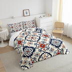 Erosebridal Mexican Tile Full Bedding Set,Colorful Talavera Tile Comforter Set for Kids Adults,Vintage Boho Floral Duvet Insert,Ethnic Mexico Style Bedroom Decor with 2 Pillowcases - Image 5