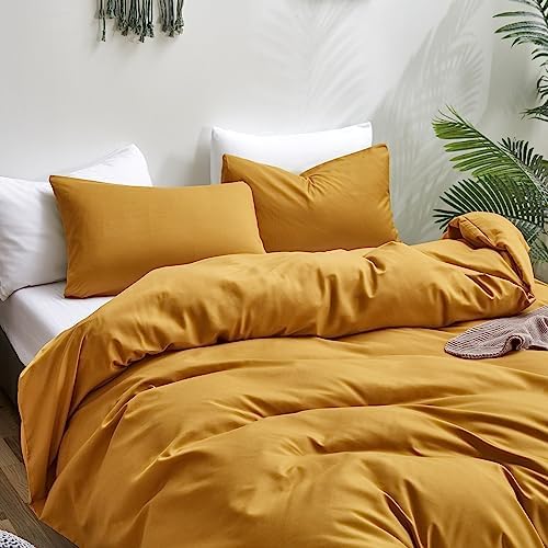 Luxlovery Dark Yellow Comforter Set California King Mustard Bedding Comforter Sets Cal King Men Women Solid Color Blanket Quilts Beathable Soft Cozy Puffy Ginger Bedding Set - Image 6
