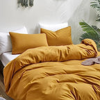 Luxlovery Mustard Yellow Comforter Set Full Dark Yellow Bedding Sets Full Size Ginger Quilts Blanket Comfy Lightweight Cozy Solid Color Comforter Set for Women Men - Image 4