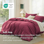 Bedsure Duvet Cover King Size, 3Pcs Double Brushed Bedding Set, Dark Red - Image 2