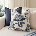 Foindtower Set of 2 Linen Floral Vintage Throw Pillow Covers Neutral Accent Print Decorative Cozy Cushion Covers Farmhouse Boho Home Decor for Sofa Chair Couch Bed Living Room,22×22 Inch,Navy Blue - Image 4