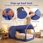 LEEDOR® Bed Tent Dream Tent Bed Canopy Shelter Cabin Sleeping Tent Indoor Bed Curtain Pop Up Privacy Warm Breathable with 4 Doors Twin/Full/Queen for Kids and Adult (Mattress Not Included) - Image 3