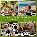 WFSM Cow Print Picnic Mat 80x60 Inch, Cow Lover Gifts, Black and White Outdoor Play Mat for Adults and Toddlers Waterproof Sandproof Beach Blanket Travel Camping Rug - Image 4