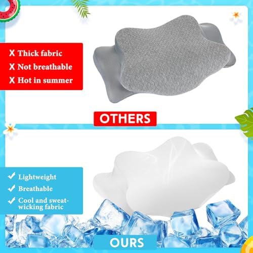 Hahafelt 2 Pcs Cooling Cervical Pillowcase, White, Standard Size - Image 3
