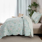 HoneiLife Botanical Quilt King Size - Spring/Summer Quilts 3-Piece, Microfiber Bedspreads Wildflower Coverlets Floral Quilt Sets Lightweight Bed Cover, Queen Quilt Bedding Sets All Season Use - Image 4