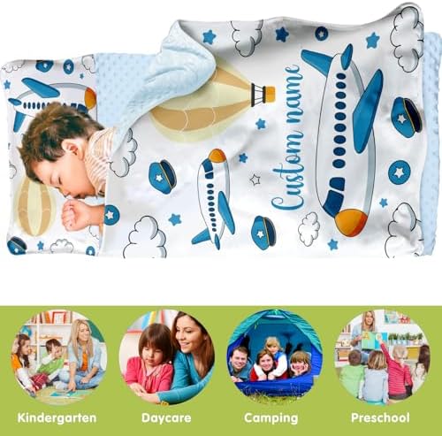 Personalized Toddler Nap Mat for Preschool, Custom Kids Nap Mat with Name, Extra Soft Preschool Nap Mat with Pillow & Blanket, Roll Up Daycare Sleeping Mat for Kids Boys - Image 3