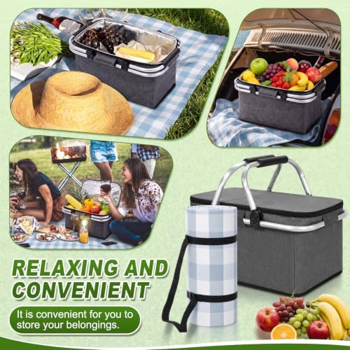 Domensi 2-in-1 Picnic Basket & Blanket Set, 30L Insulated Cooler Bag - Image 7