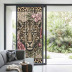 Window Privacy Film Frosted, Leopard Print Non-Adhesive Static Cling Window Tint, Vintage Peony Flower Chic Cheetahs Texture Insulated Windows Frosted Films for Living Room, 35.4 x 78.7 Inches - Image 2