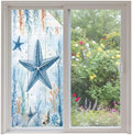 Window Privacy Film Frosted, Coastal Starfish Non-Adhesive Static Cling Window Tint, Blue Ocean Coral Summer Beach Seaweed Insulated Windows Frosted Films for Living Room, 35.4 x 78.7 Inches by Unknown