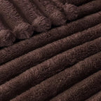 Exclusivo Mezcla Striped King Size Fleece Blanket for Bed, Coffee - Image 4